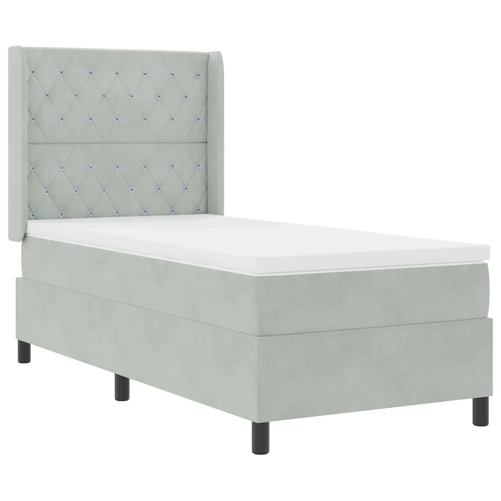 Letto a molle con testiera Grigio chiaro 90 x 200 cm Velluto 3341936