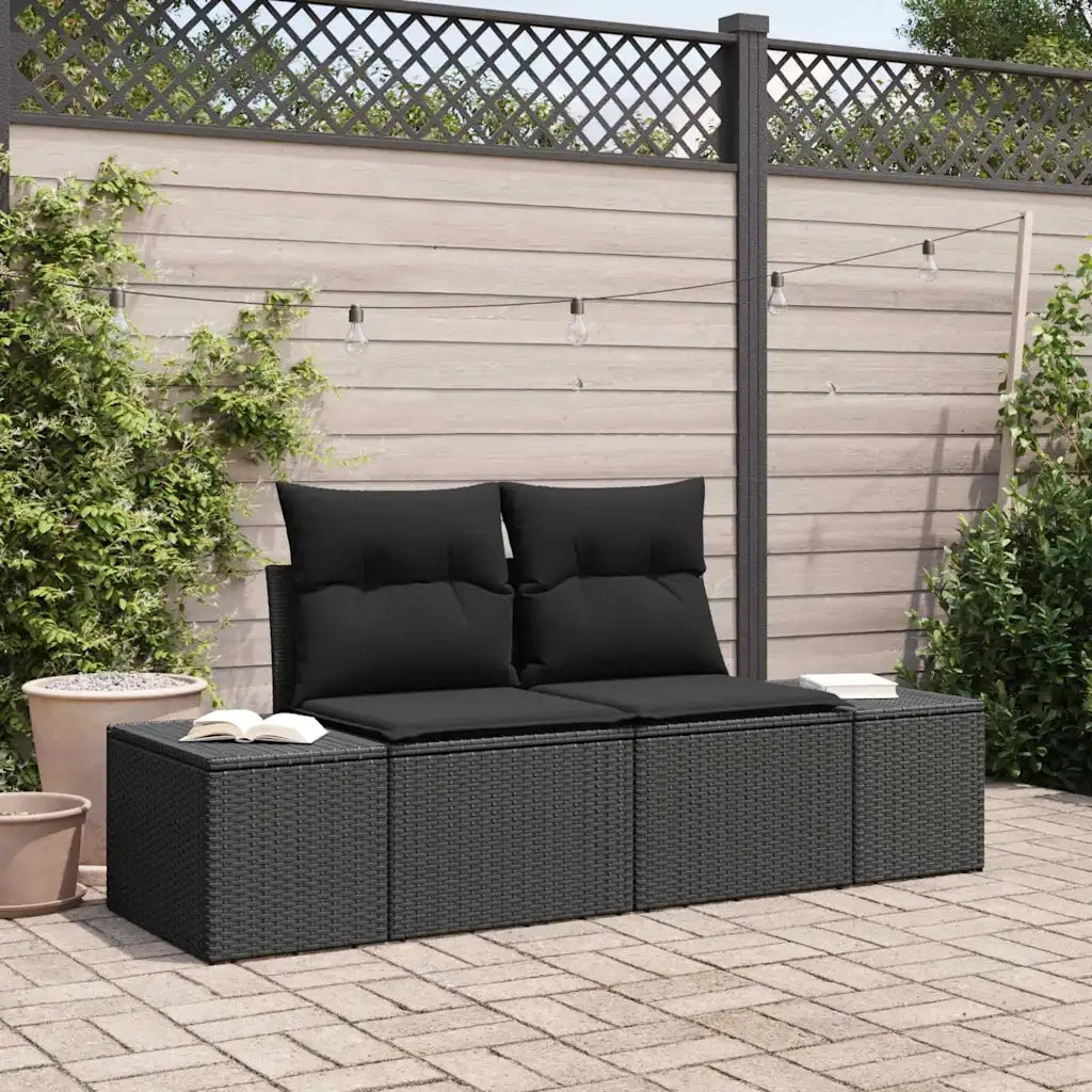 Divano da giardino con cuscino Nero 184 x 62 x 69 cm polyrattan 42006801