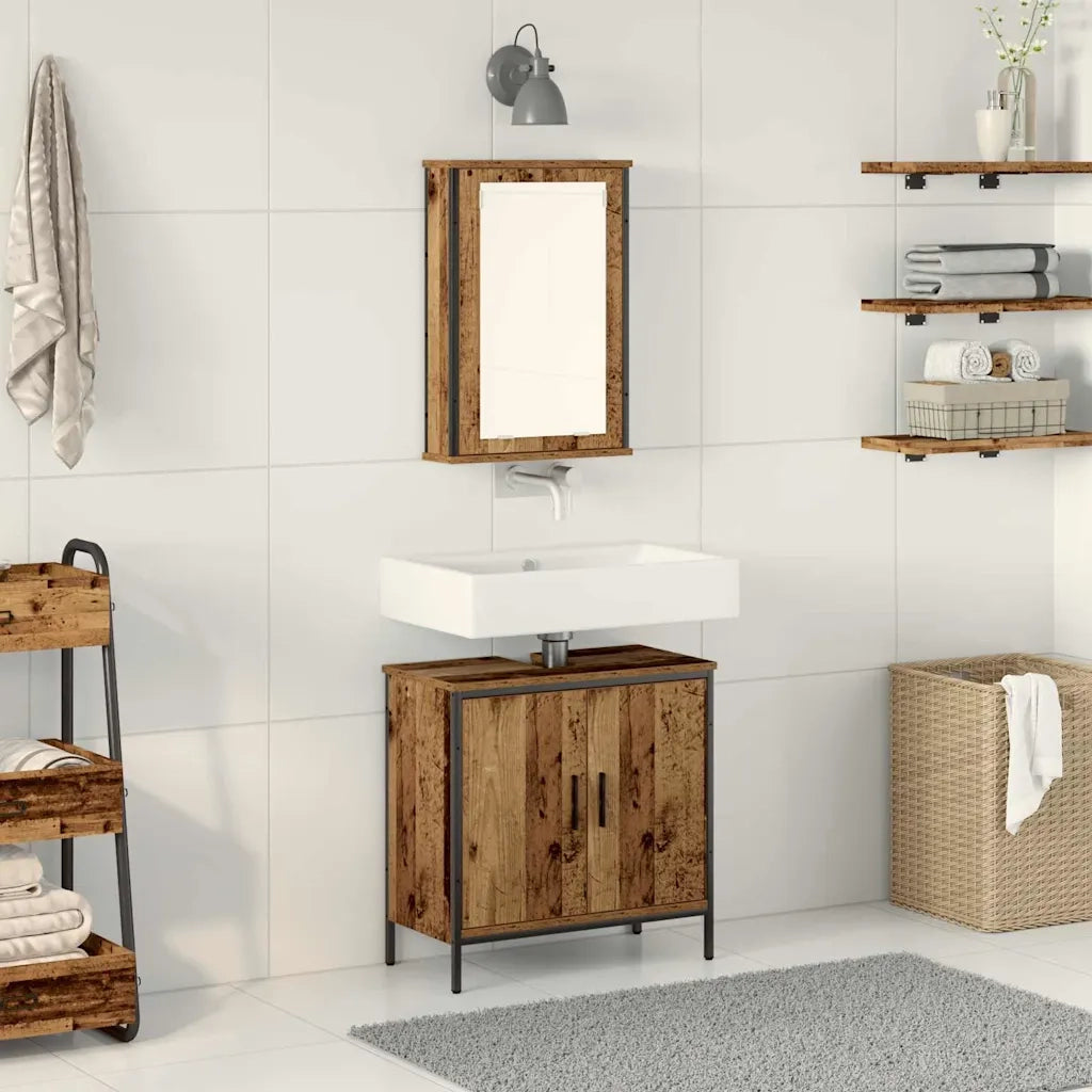 Set di mobili per il bagno 2 pcs Marrone Legno multistrato 3332515