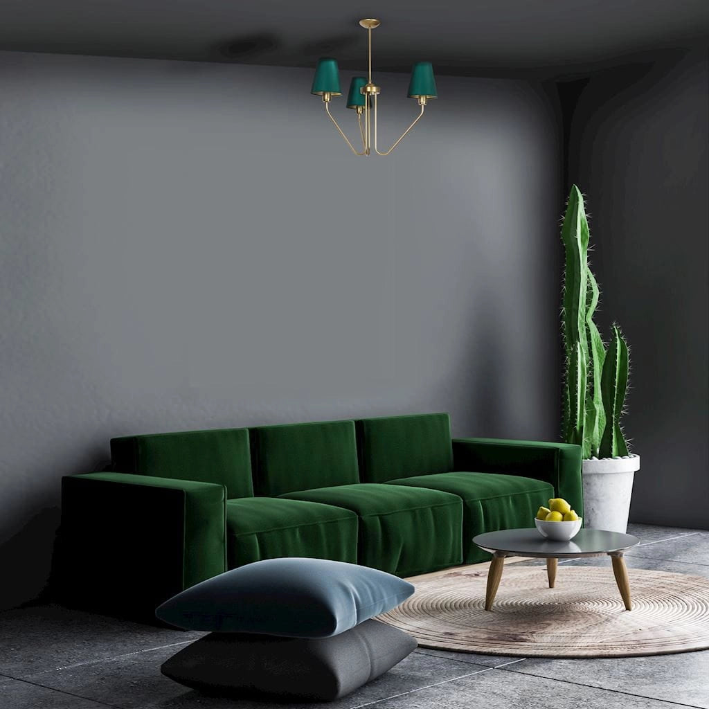 Lampadario Milagro Victoria 3 luci E27 verde ottone