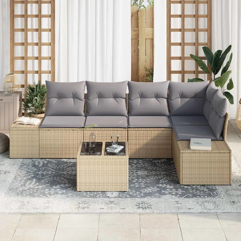 Set Divano da Giardino 6 pcs Beige polyrattan 3347070