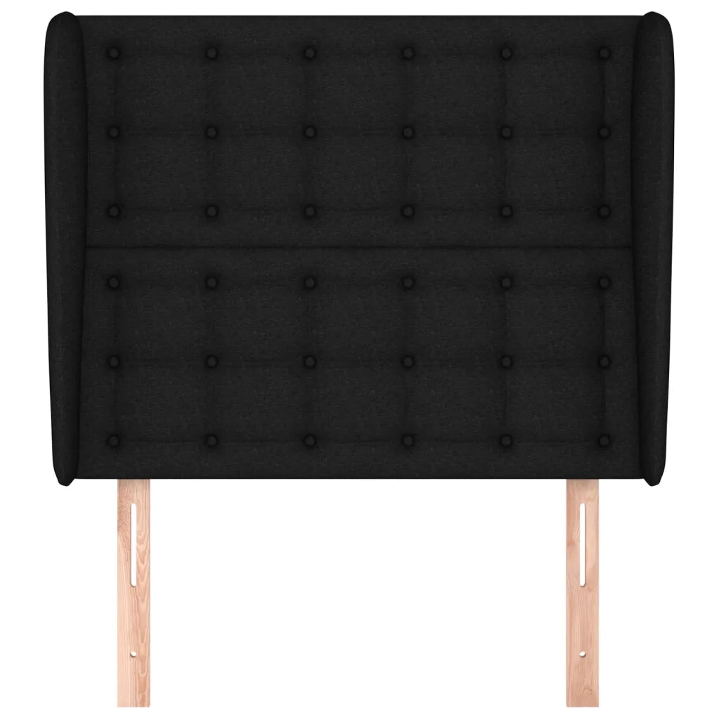 Testiera | Testata ad Orecchio Nera 83x23x118/128 cm in Tessuto