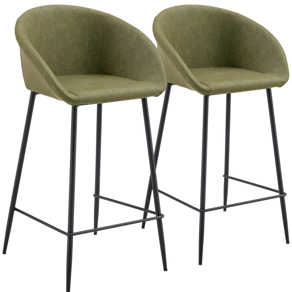 Set di 2 sgabelli da bar ACHILLE in similoro verde