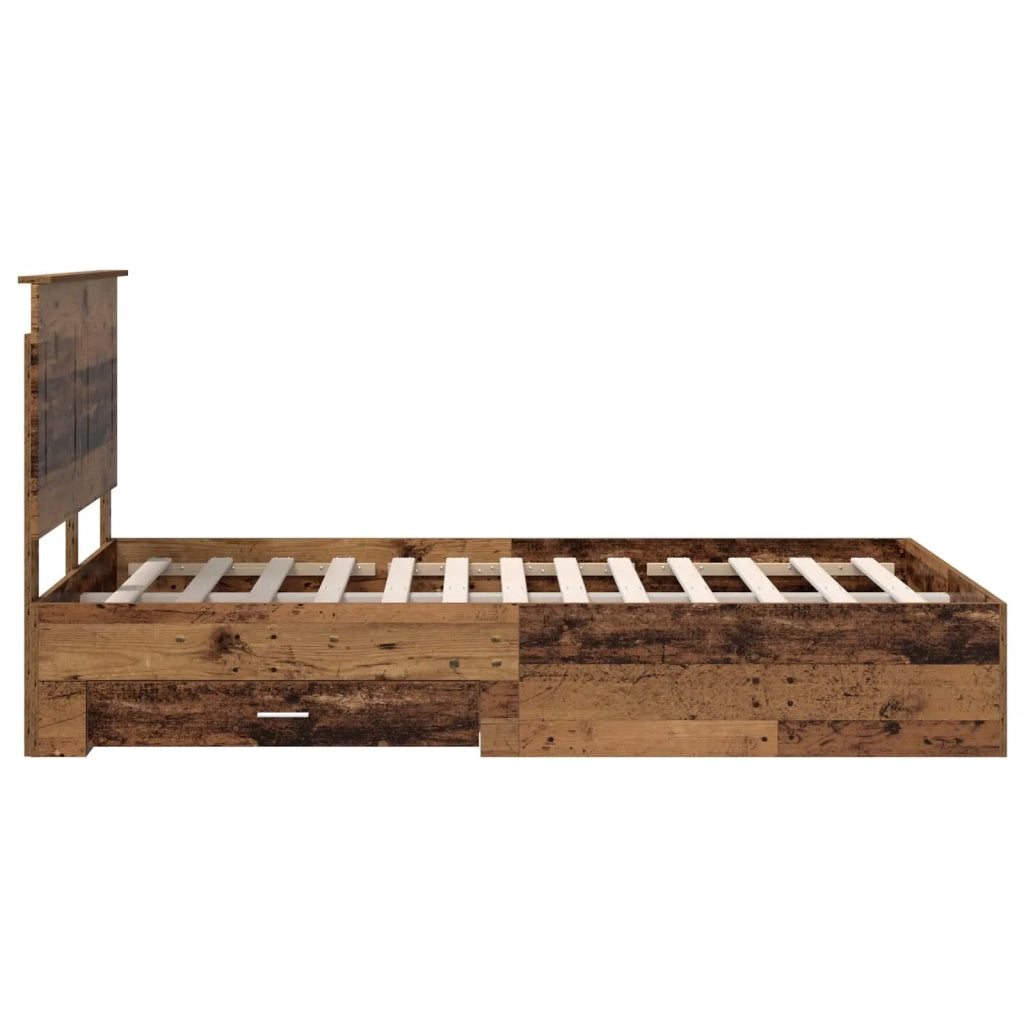 Letto matrimoniale | Letto per adulti | Struttura del letto con testiera Legno vecchio 120 x 190 cm