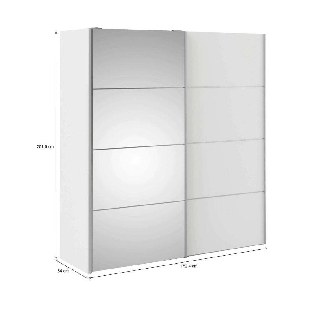 Guardaroba 2 ante Cerreto, Mobile camera da letto, Cabina armadio portabiti, Armadio appendiabiti, 182x64 h202 cm, Bianco