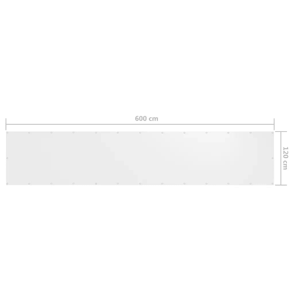 Schermo da balcone | Paravento Balcone Bianco 120x600 cm in Tessuto Oxford
