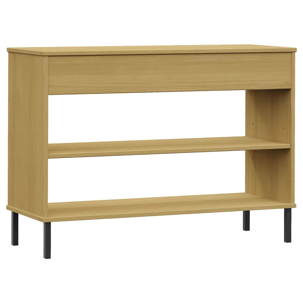Mobile Consolle | Tavolo d'Ingresso Gambe Metallo Marrone Legno Massello Pino OSLO