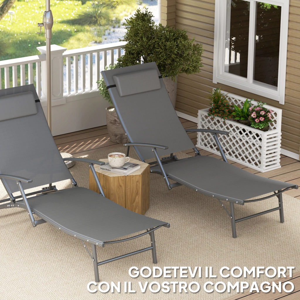 Sdraio da Giardino Pieghevole con Cuscino ¨C Zephmum ¨C Grigio