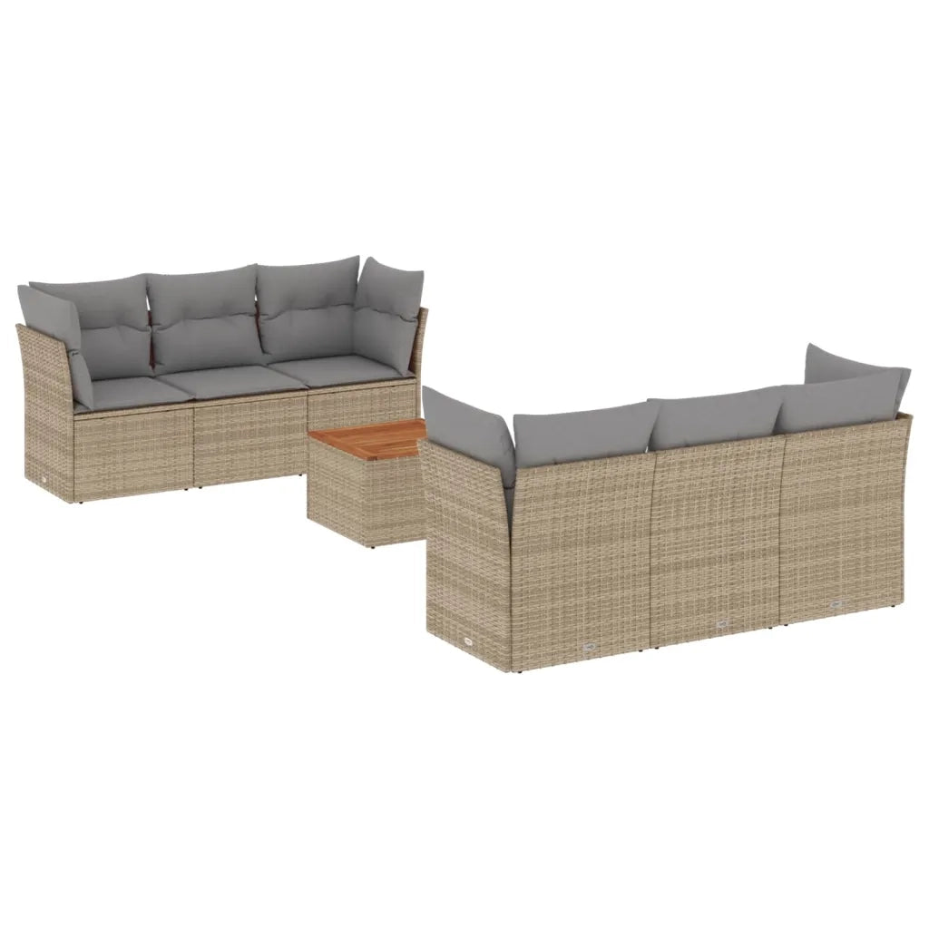 Set Divani da Giardino 7 pz con Cuscini Beige in Polyrattan 3223490
