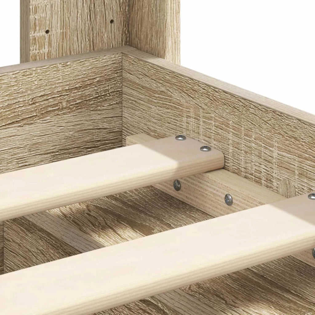 Letto matrimoniale | Letto per adulti | Struttura del letto con stoccaggio e testata Rovere Sonoma