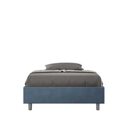 BS COM Letto una piazza e mezza con rete imbottito 120x210 microfibra blu