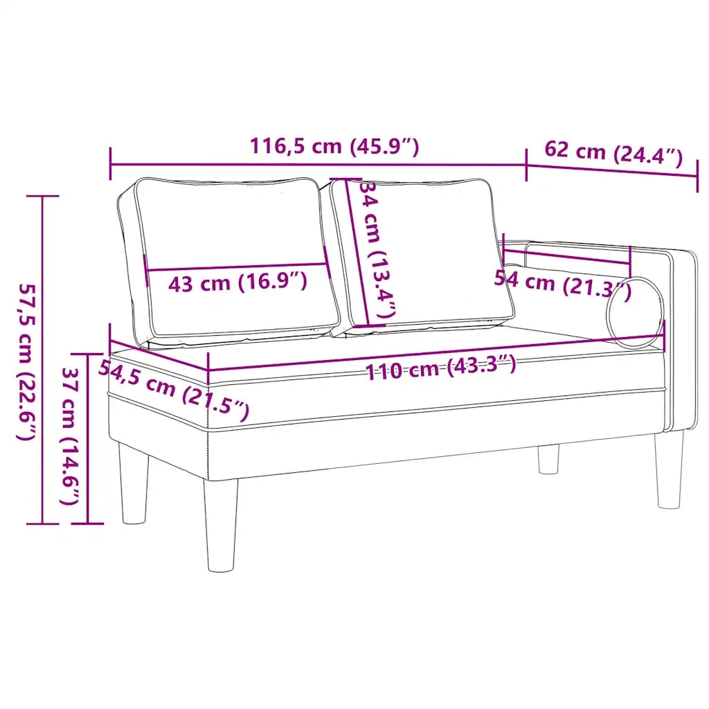Chaise Longue con Cuscini Tortora in Tessuto 4007583