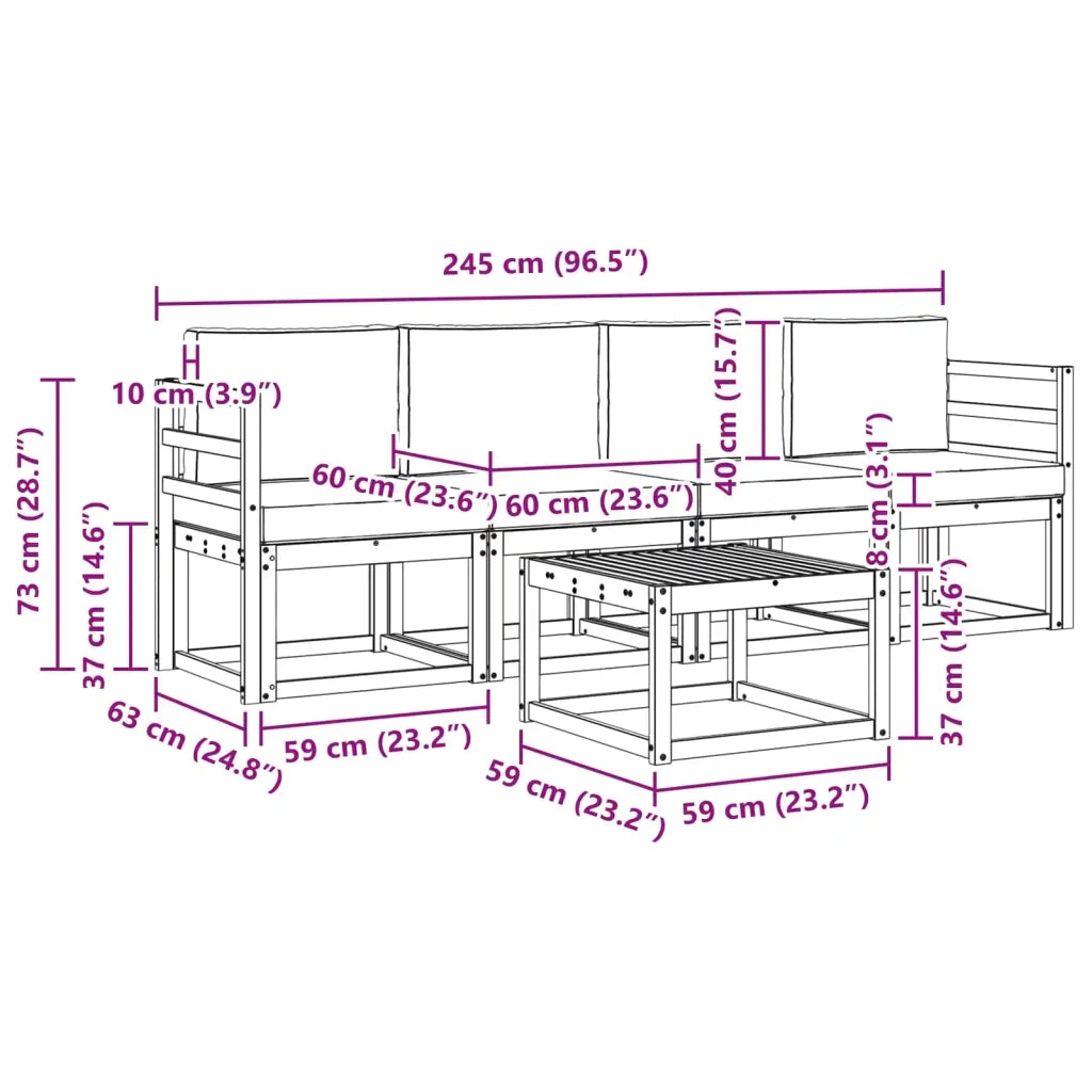Set di divani da esterno 5 pz Bianco e Beige 3387197