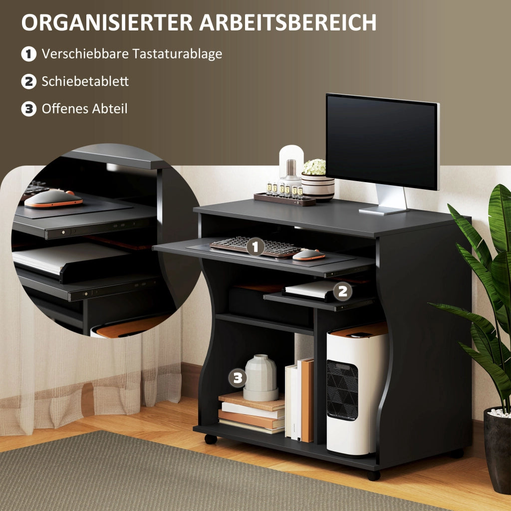 Scrivania con ruote e cassetti ¨C Minimal ¨C Nero 80x48x75 cm