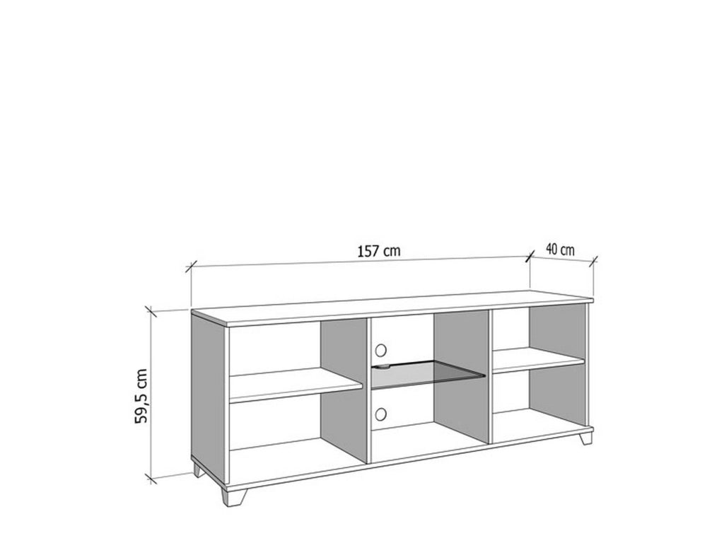 Cedegolo, Mobile Porta tv 4 Ripiani, 157x40x59.5h cm Bianco