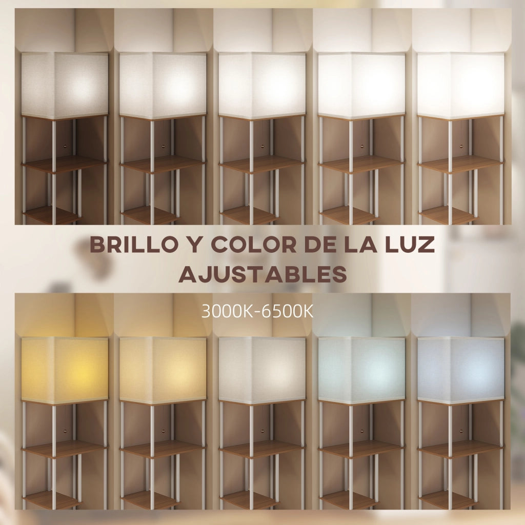 Lampada da Terra con Scaffale Temperatura Colore Regolabile 3000K-6500K ¨C Minimal ¨C Nero