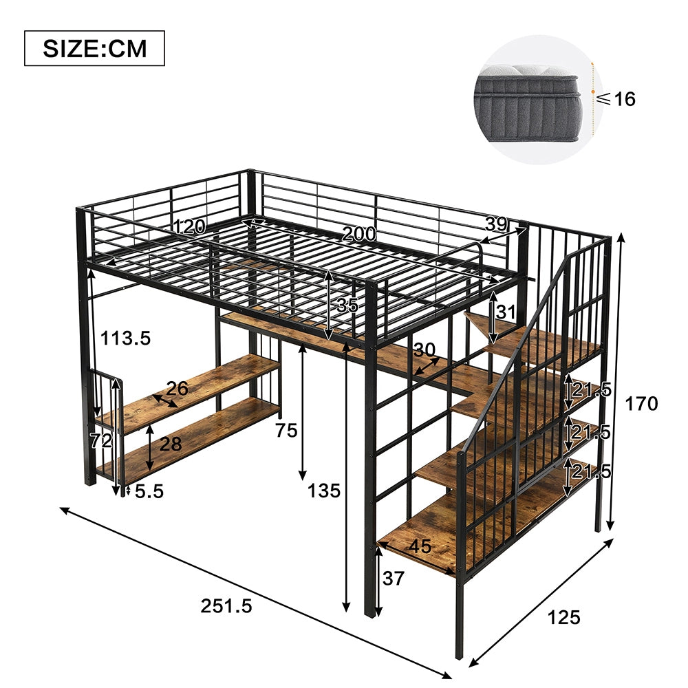 Letto a castello - Xylo - 120x200 cm ferro nero con USB