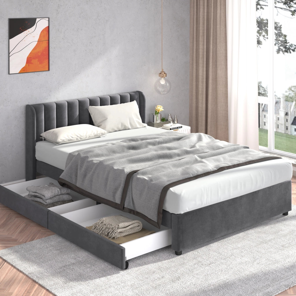 letto imbottito velluto grigio 140 x 200 cm