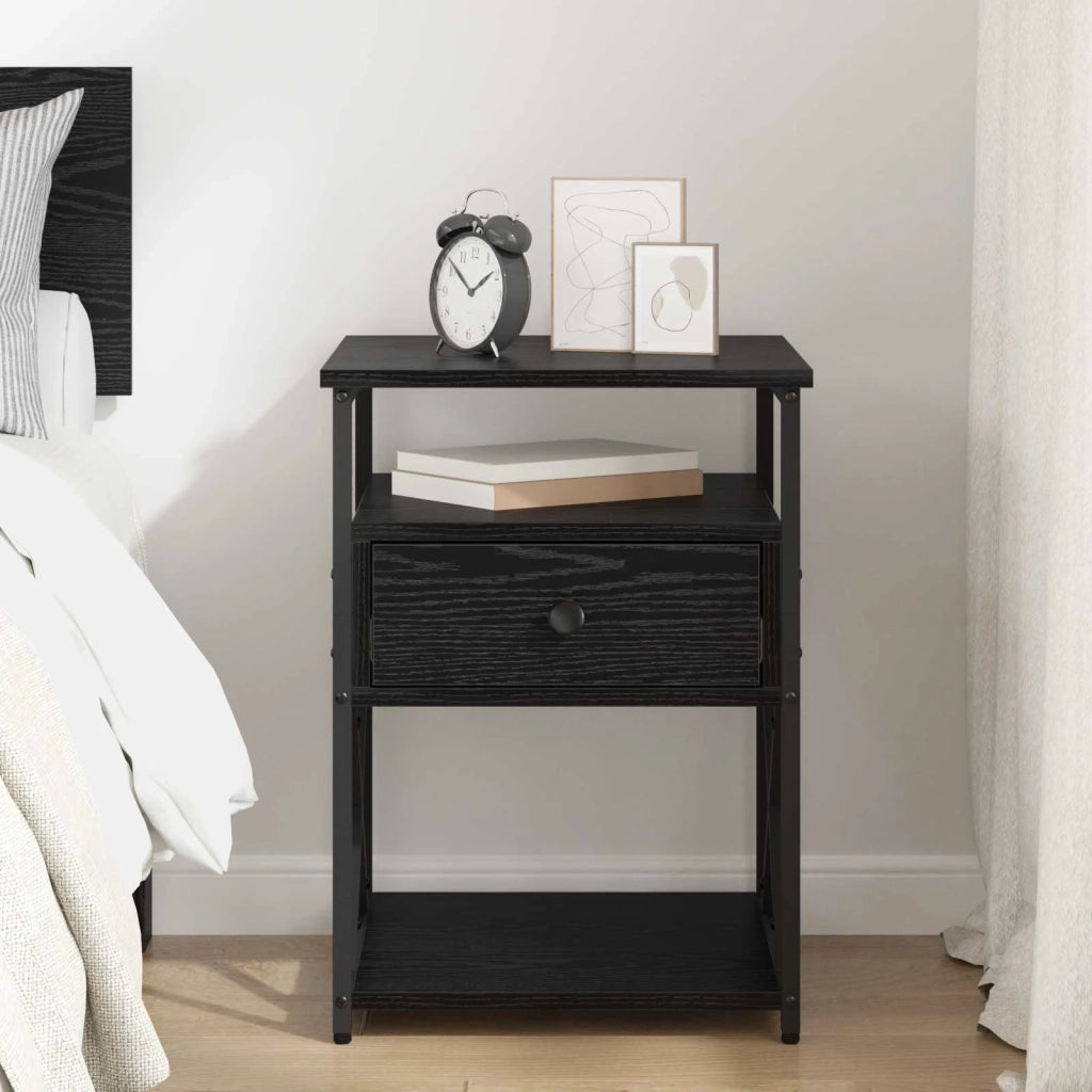 Armadio da Notte Rovere Nero 40 x 42 x 55 cm Legno multistrato 881885