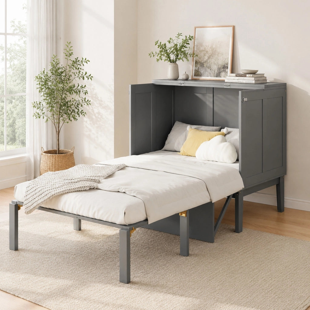 LETTO a ribalta verticale 90x200 cm Grigio in legno