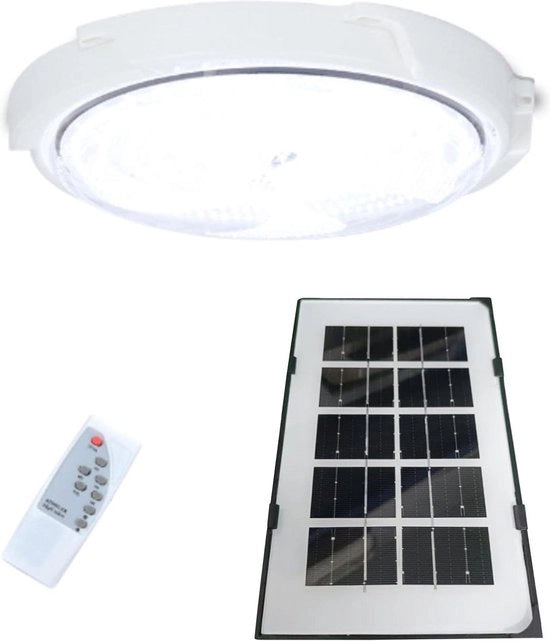 Luce a Soffitto a Energia Solare 100W - Luce LED per Interno con Comando a Distanza e Timer per Scuderie e Garaghi