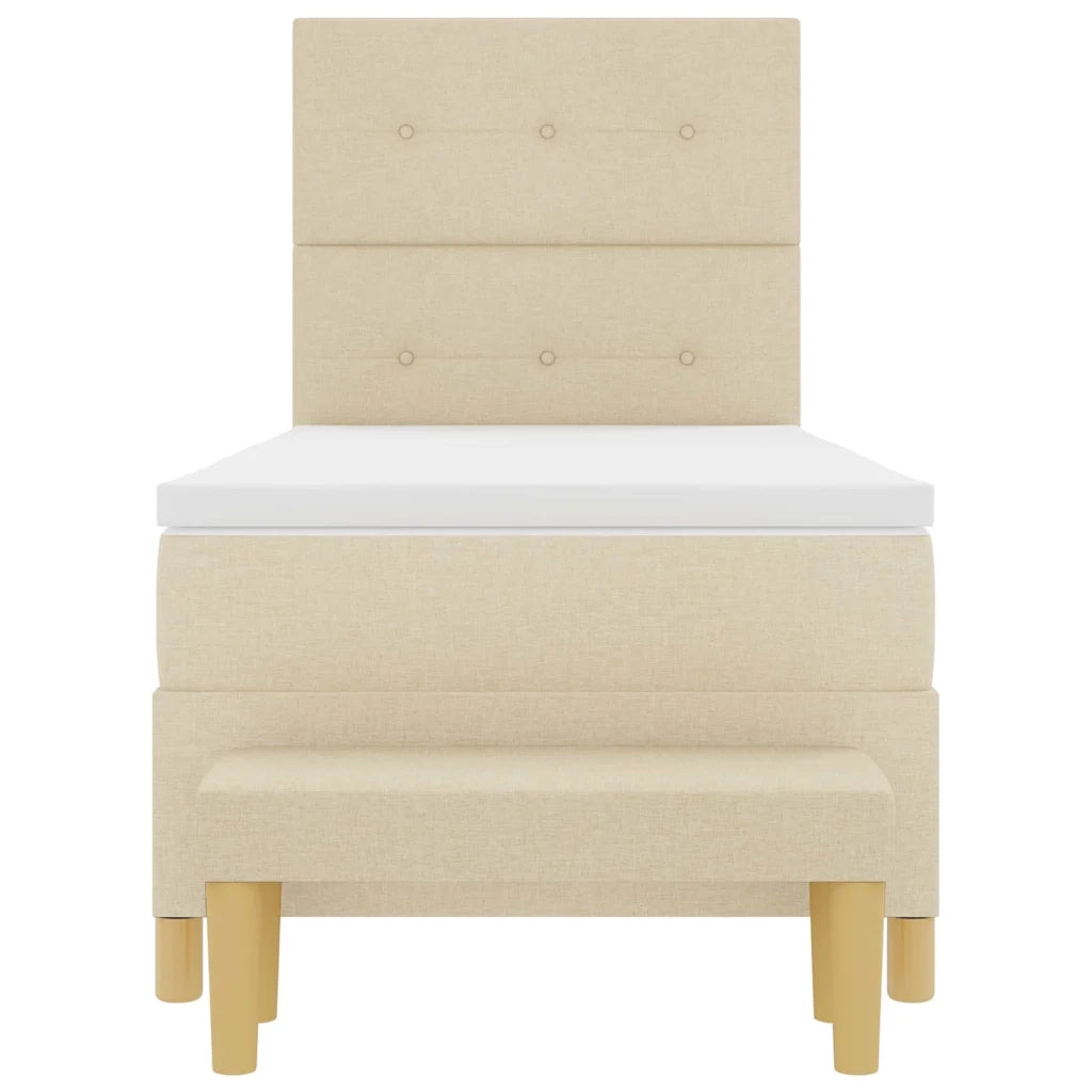 Letto a molle con testiera Crema 190 x 90 cm Tessuto 3344266