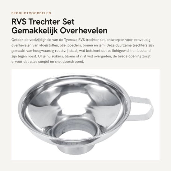 Trechter RVS per cucina - Grande - con setola - per liquidi - leggero e resistente