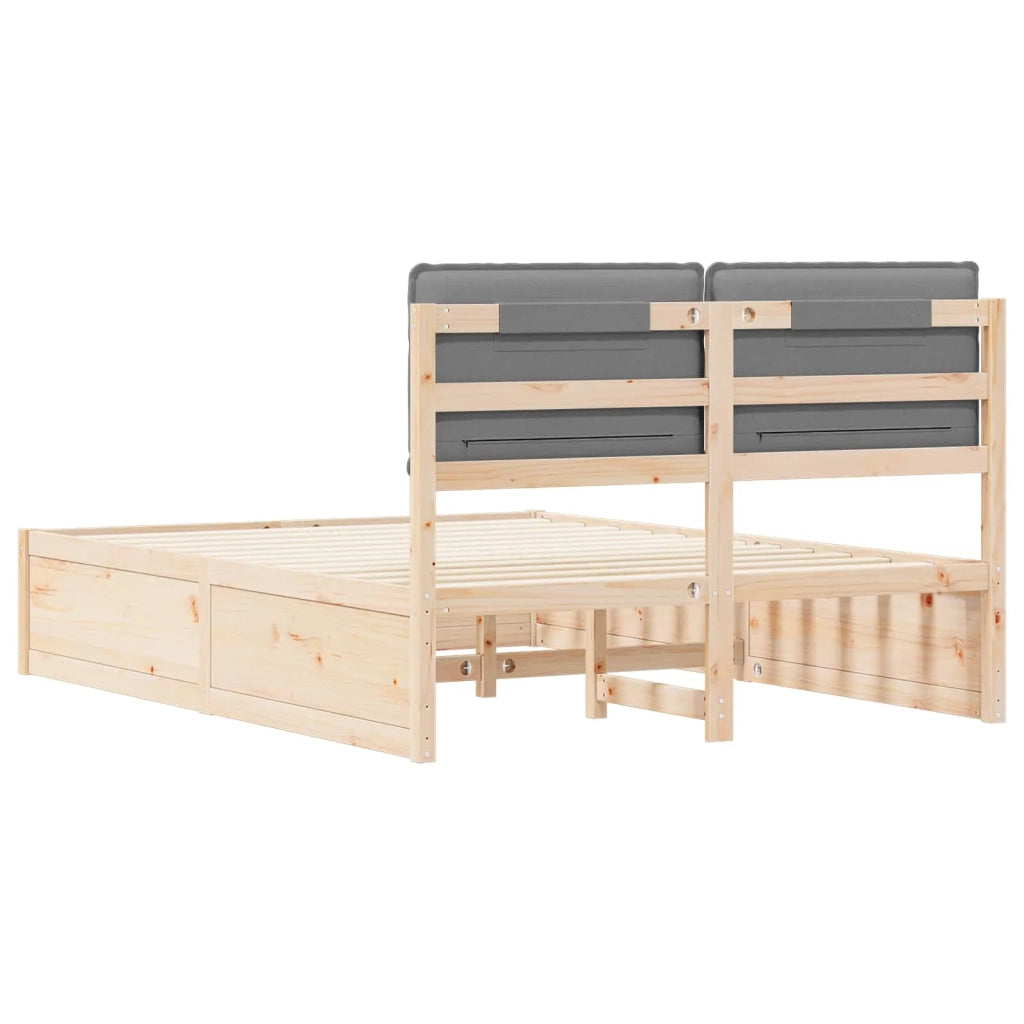 Letto con Testiera Rivestita Grigio chiaro 140 x 190 cm 3398129