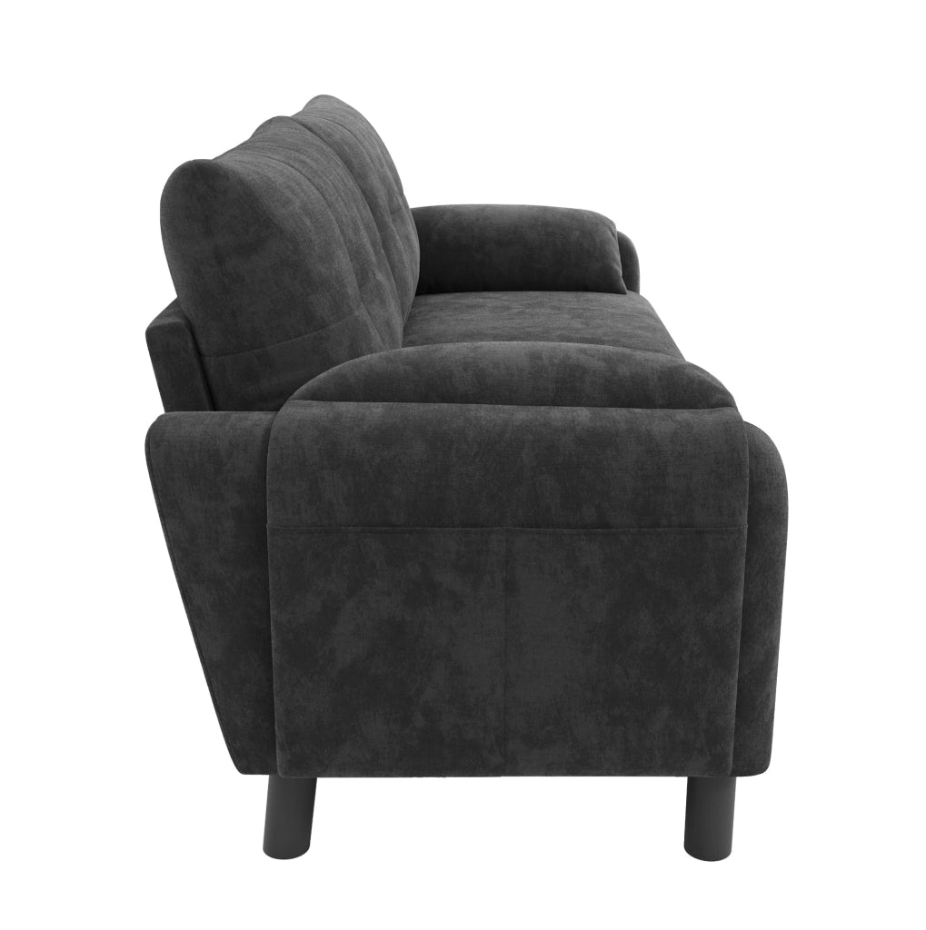 Divano 2 posti in chenille grigio 158 x 80 x 88;5 cm; con tasche laterali e cuscini