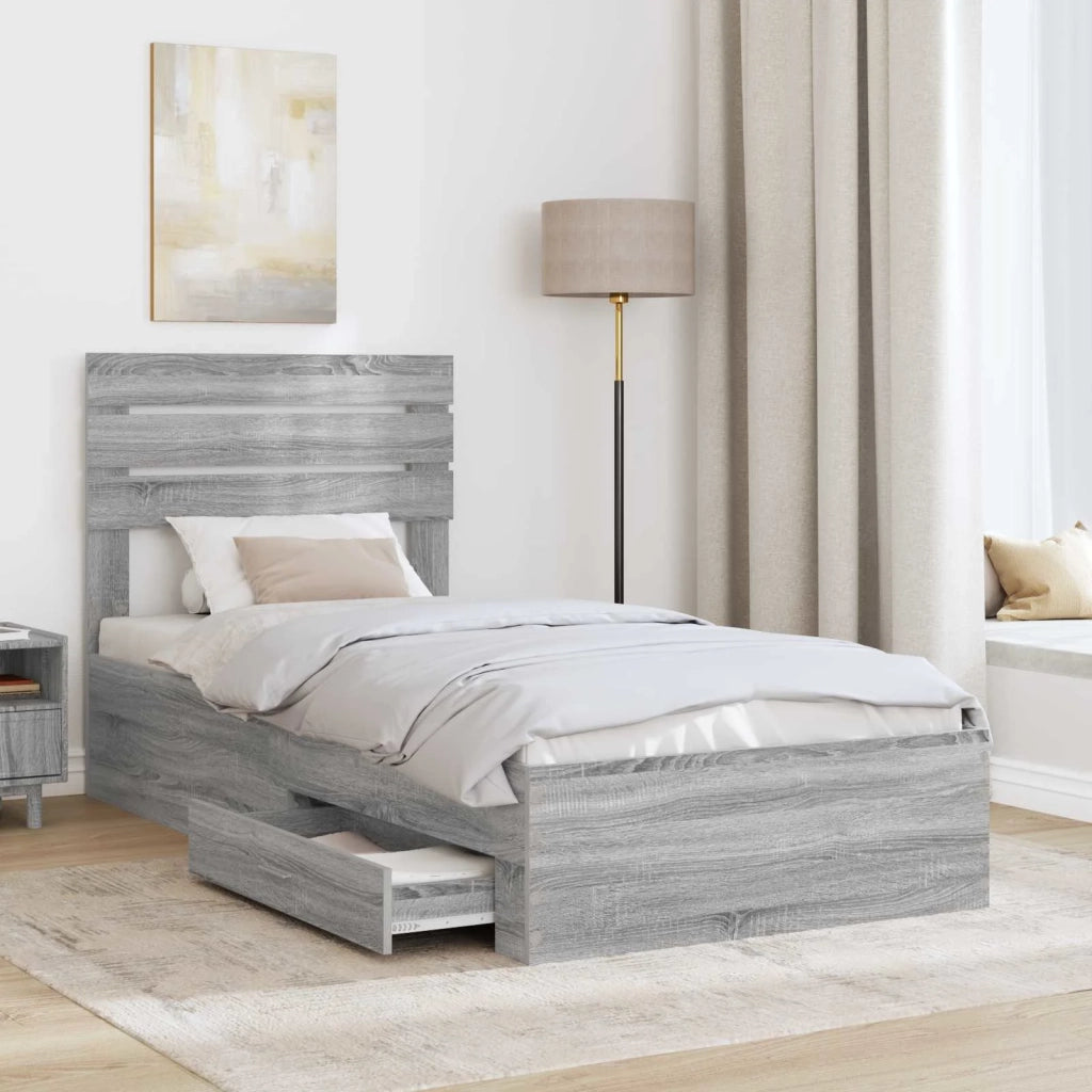 Struttura del letto-Giroletto Grigio Sonoma e Argento 75 x 190 cm 915522