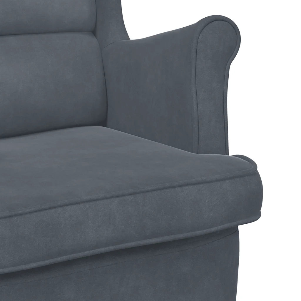 Sedia a dondolo con schienale alto in velluto grigio scuro CFW3736333