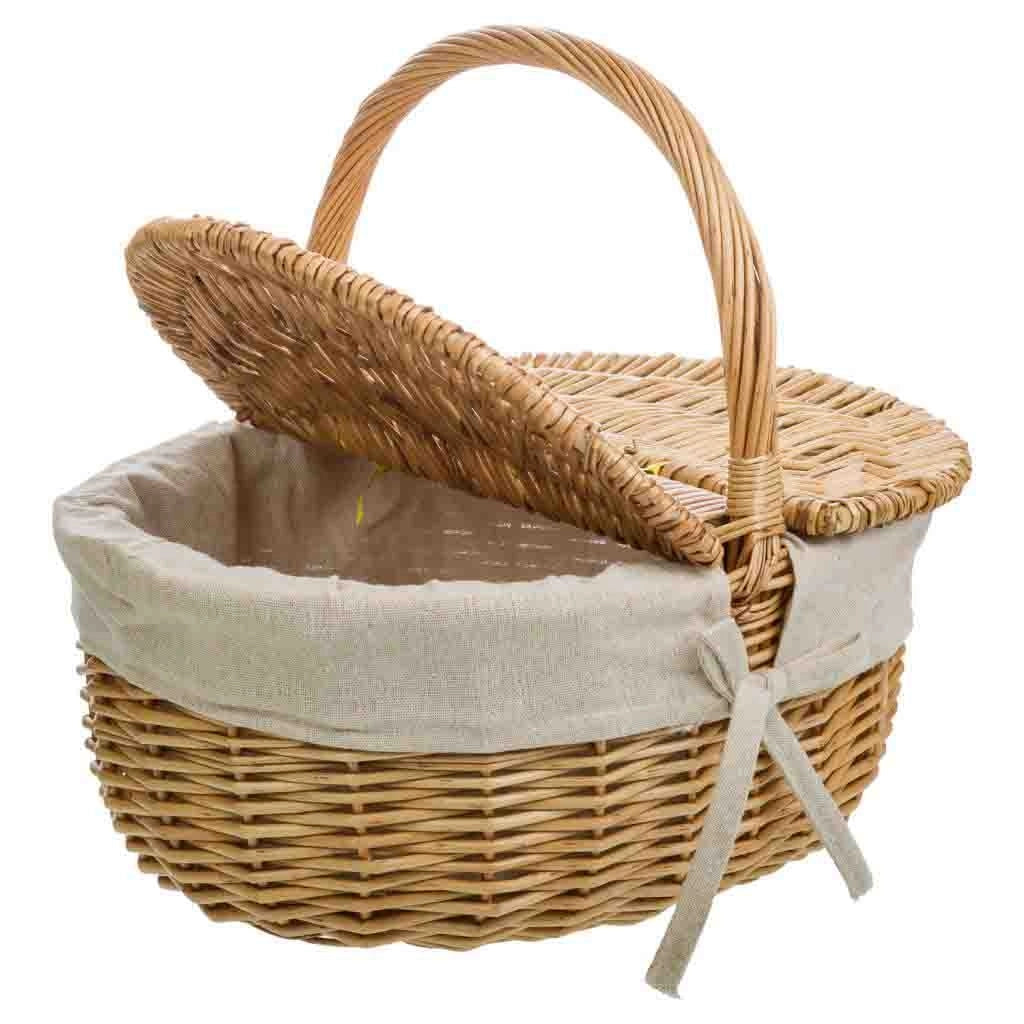 Cesto vimini marrone foderato 35x28x14,5/31h cm