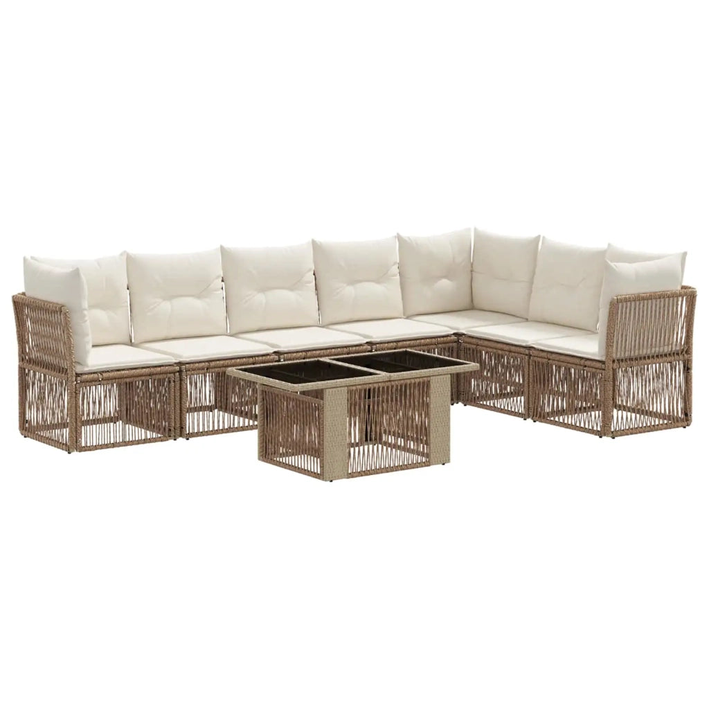 Set Divano da Giardino 8 pz Beige polyrattan 3436476