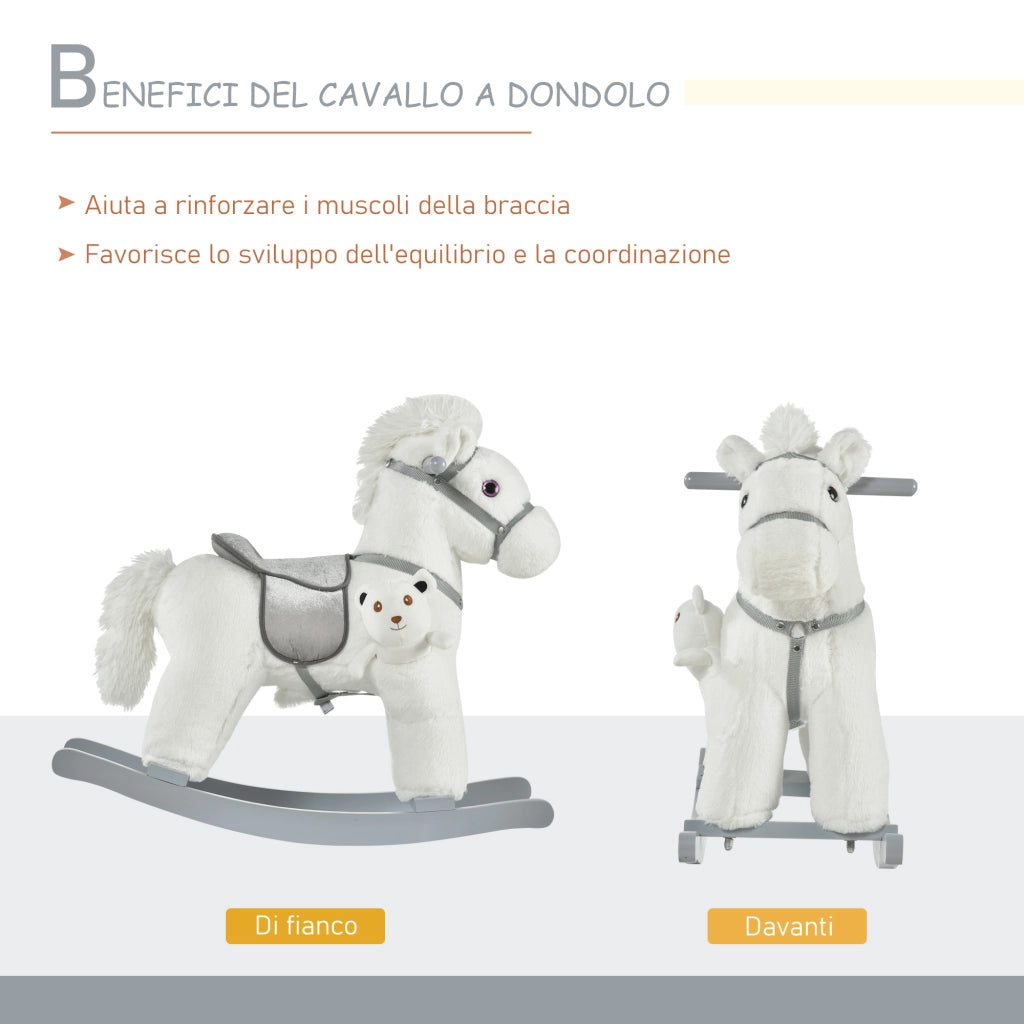 Cavallo a Dondolo per Bambini con Orsetto e Suoni ¨C Minimal ¨C 18-36 Mesi