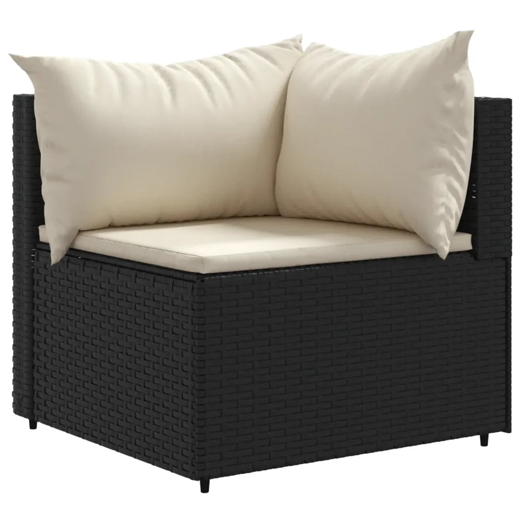 Set Divani da Giardino 5 pz | Set Salotto da Giardino con Cuscini Nero in Polyrattan