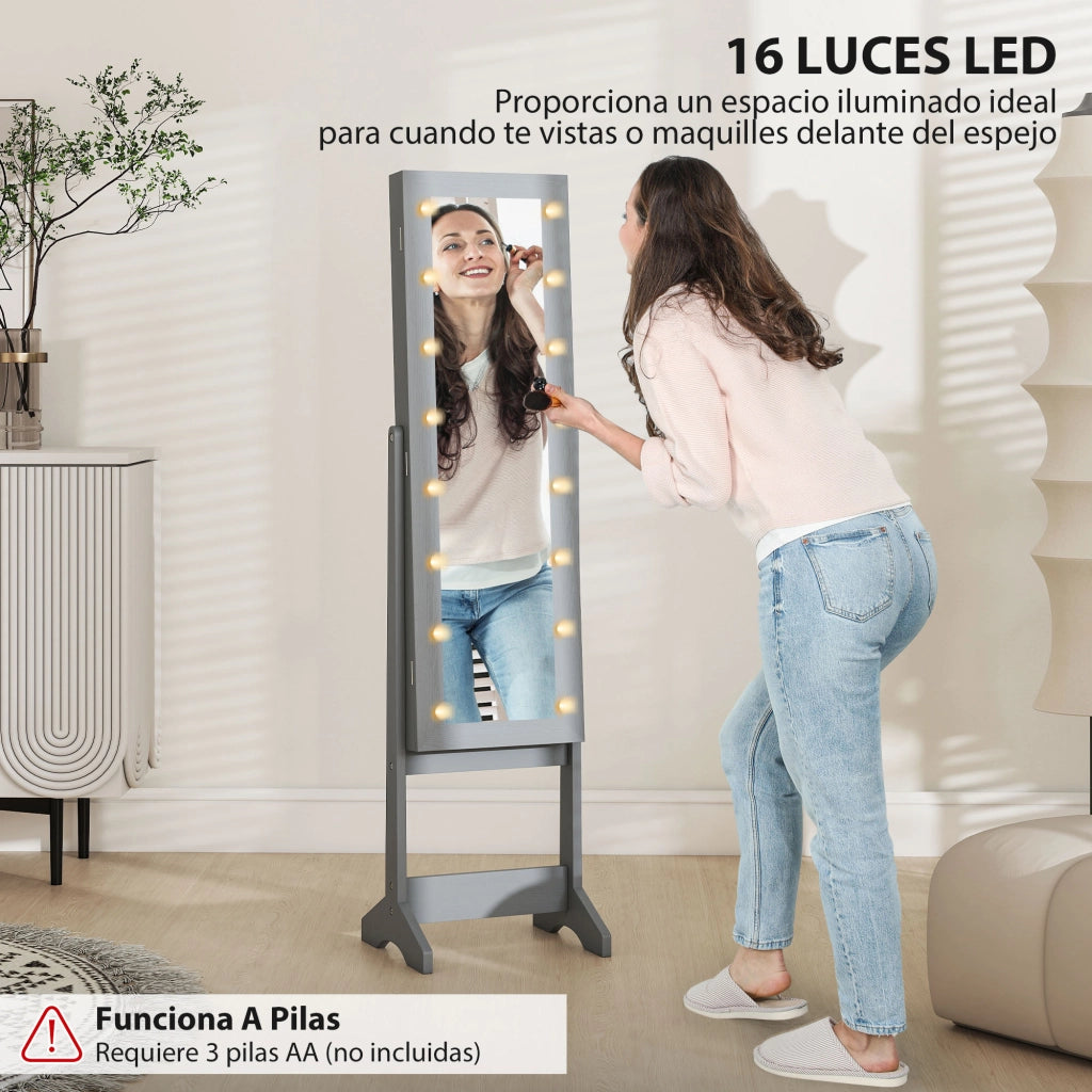 Armadio Specchio con Luci LED per Gioielli ¨C Minimal ¨C Grigio