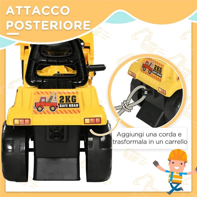ESCAVATORE PER BAMBINI 3-4 ANNI CON PINZA PULSANTE PER SUONI GIALLO E NERO