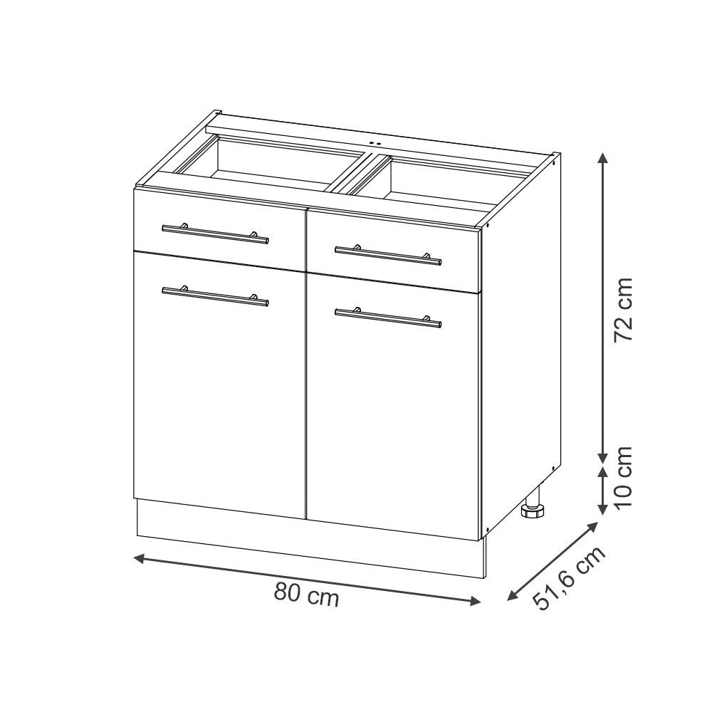 Mobiletto base per cucina Fame-Line Pannello in quercia/Rovere dorato 80 cm, PL Antracite Vicco