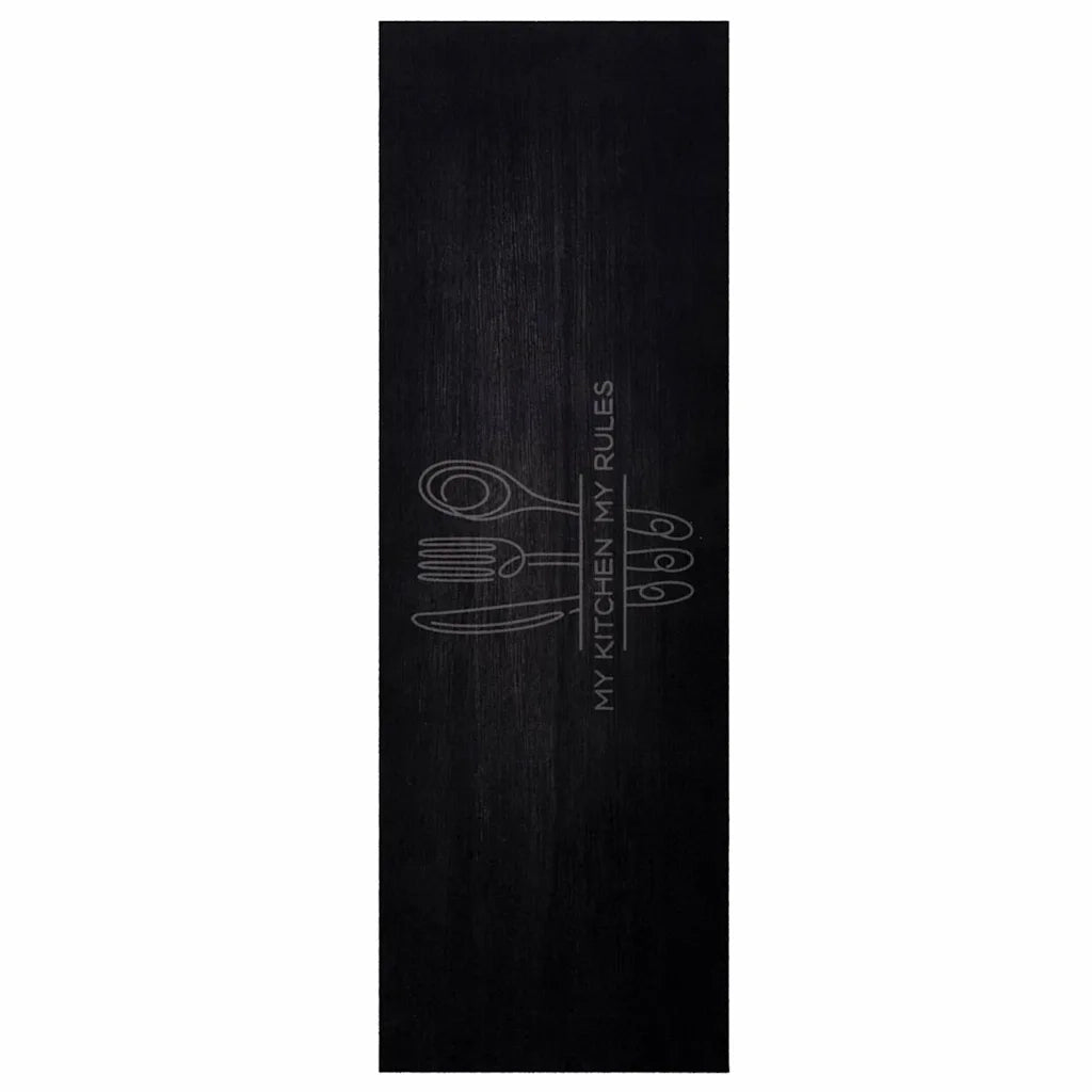 Tappeto da Cucina Posate Nero 180 x 60 cm Velluto 42013428