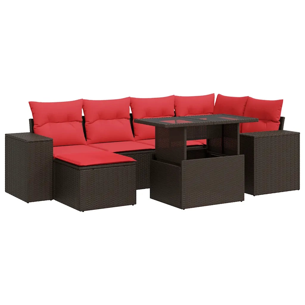 Set Divani Giardino 9 pz con Cuscini Marrone Polyrattan Acacia 3326835