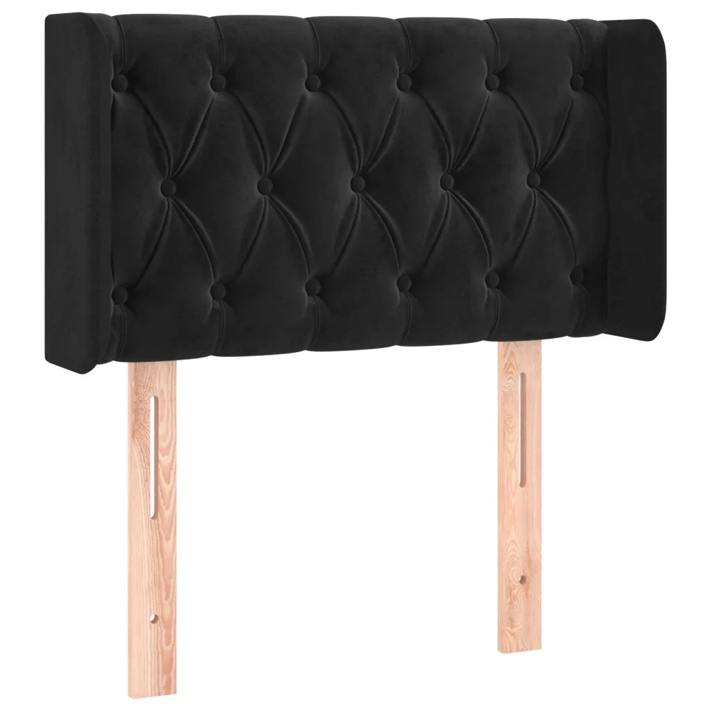 Testiera | Testata ad Orecchio Nera 83x16x78/88 cm in Velluto