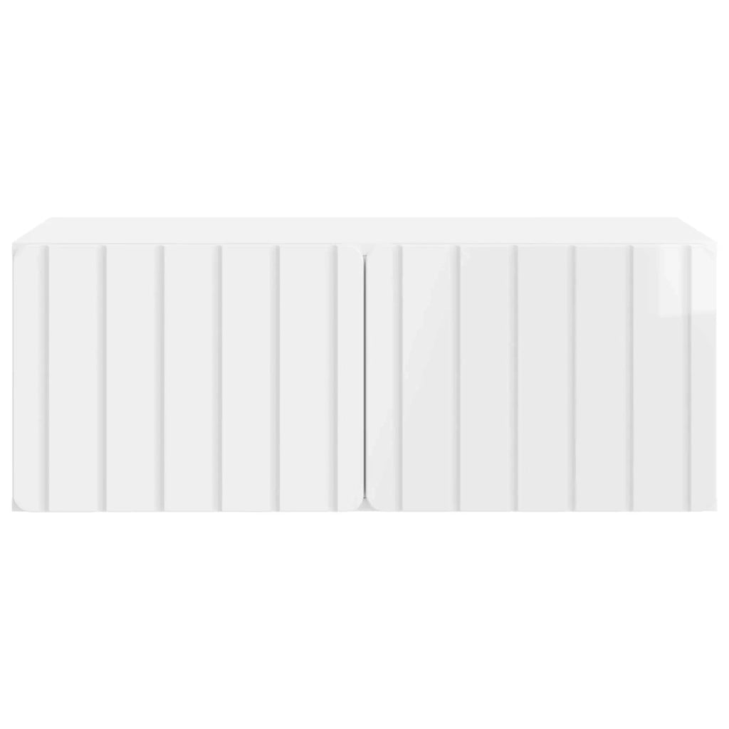 Mobile Porta TV da Muro-Credenza per TV sospesa Bianco Lucido 78,5 x 41 x 30 cm 849597