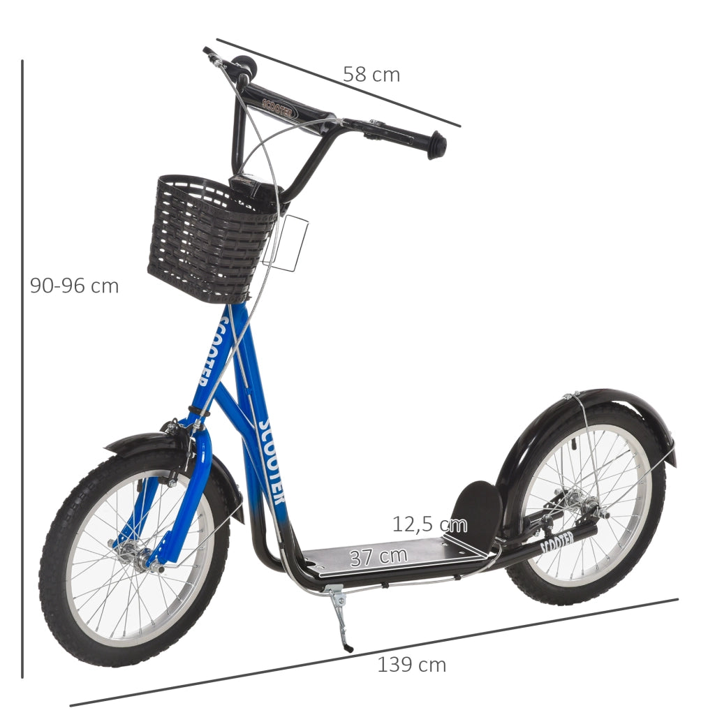 Scooter per Bambini con Freni, Cestino e Altezza Regolabile ¨C Minimal ¨C Blu e Nero