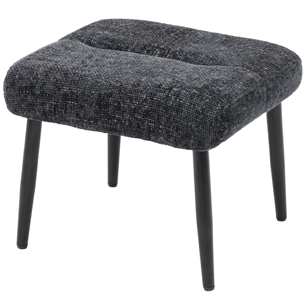 Pouf imbottito con cuscino ¨C Minimal ¨C 45x41x38 cm, tessuto chenille, grigio scuro