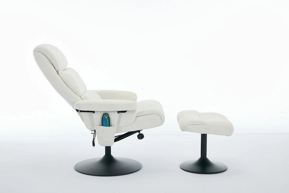 Poltrona massage - Xylo - 5 punti riscaldamento 360° chenille bianco