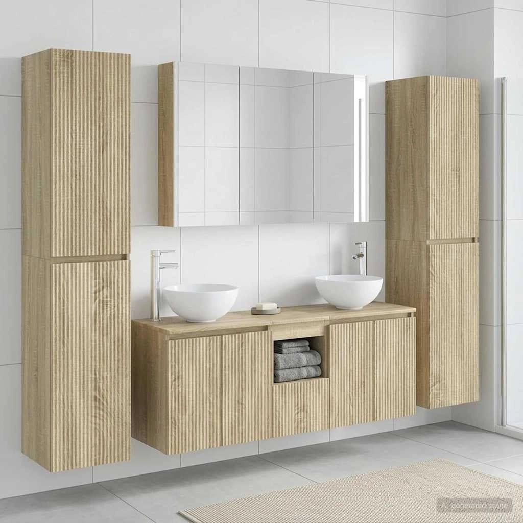 Set di mobili per il bagno 6 pz Rovere Sonoma 3407217