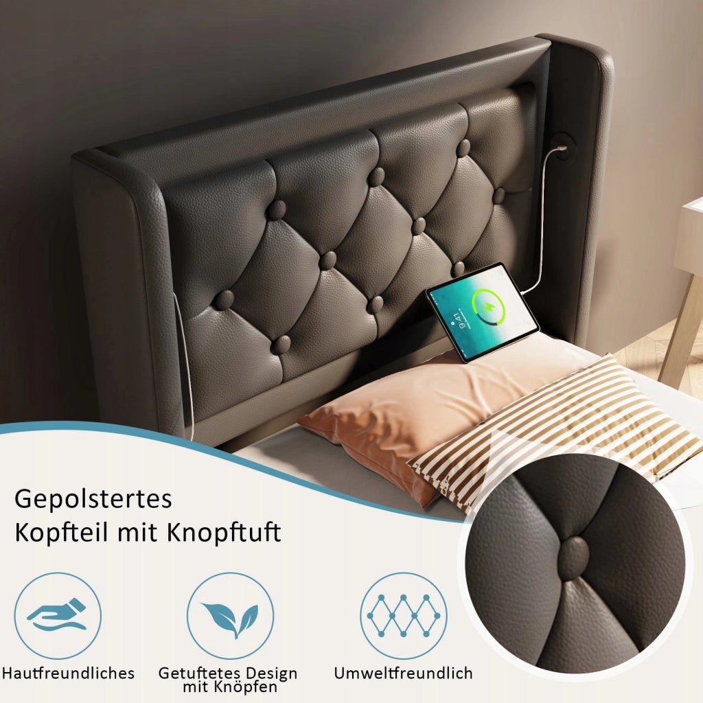 Letto singolo 90x200 - Xylo - Nero - LED RGB