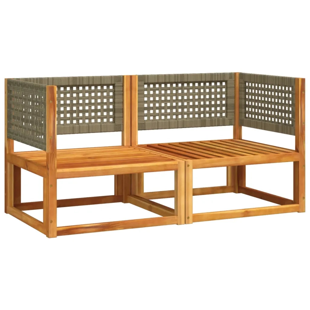 Divani da Giardino Angolari con Cuscini 2 pz in Legno di Acacia e Rattan 3278899