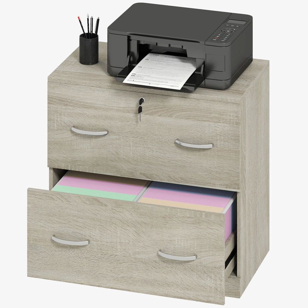 Scrivania con cassetti e cassettiera per archiviazione ¨C Zephmum ¨C 77x42x72 cm Legno Naturale
