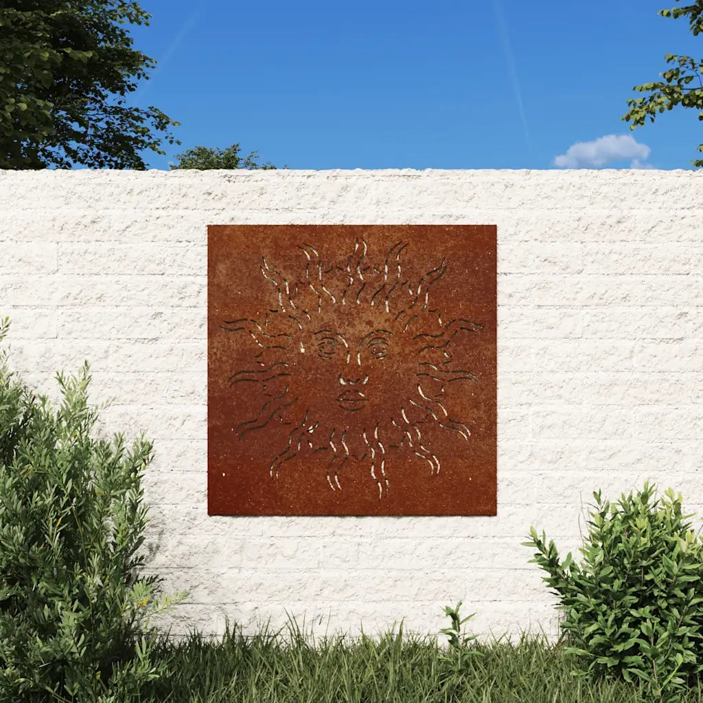 Decorazione Muro da Giardino 55x55 cm Sole in Acciaio Corten CFW5258673